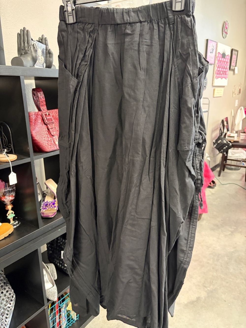 Etcetera Black Maxi Skirt with Draped Side Panels